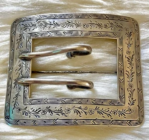 Vintage/Antik Sterling Silber Gürtelschnalle große Brosche Anstecknadel, signiert - Bild 1 von 7