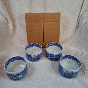 Spode Blue Italian Set of Four Ramekin Dishes Vintage Oven to Tableware Boxed - Picture 1 of 24