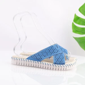 Ilse Jacobsen Womens Tulip Sandals Size 39 Blue Cross Strap Slide Platform Shoes - Picture 1 of 14
