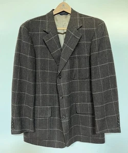 Vintage Coach Plaid Coat Mens Overcoat Brown Size 42 Made In USA 3 Button - Picture 1 of 19