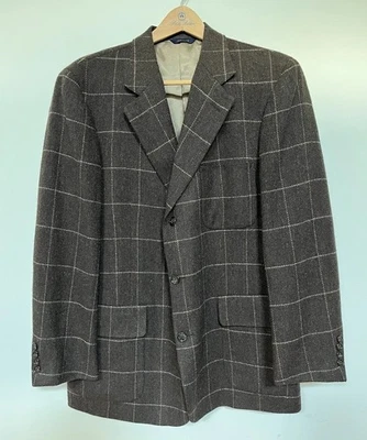 Vintage Coach Plaid Coat Mens Overcoat Brown Size 42 Made In USA 3 Button - Image 1 of 4