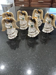 6er Set Kerzenhalter Weihnachtsengel Hartharz 1998 - Bild 1 von 6