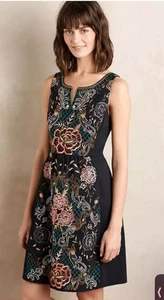 Anthropologie Moulinette Soeurs Formal Floral Embroidered Fit Flare Dress Sz 8 - Picture 1 of 12