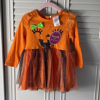 Vestido Tutú Nannette Niños Calabaza Halloween 2T Naranja Negro Brillante NUEVO con Etiquetas Foto 1 de 4