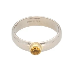 18Carat White & Yellow Gold 4mm Citrine Solitaire Ring (Size O 1/2) - Picture 1 of 3