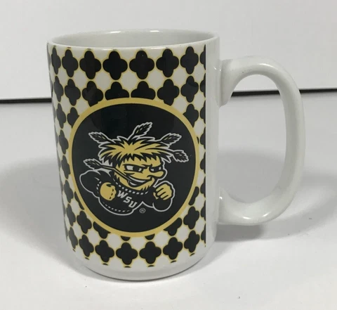 Wichita State University WSU Shockers Black/Yellow Coffee Tea Mug Cup W/ Handle Cover