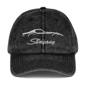C3 Vette Stingray Silhouette 3rd Gen Vette Vintage Cotton Twill Cap Papa Mütze - Bild 1 von 7