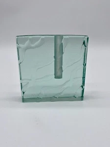 Vintage Stephen Schlanser Patterned Thick Art Glass Square Bud Vase Signed 1992 - Picture 1 of 10