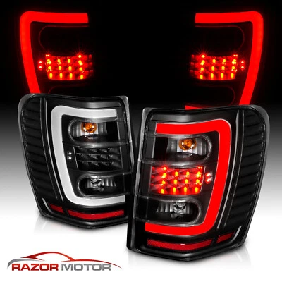 [LED C Light Bar]1999-2004 For Jeep Grand Cherokee Black Brake Tail Lights Pair - Image 1 of 4