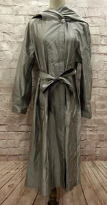 MYCRA PAC Womens Reversible Raincoat Coat Hooded Shimmer Silver & Gray Petite S - Picture 1 of 8
