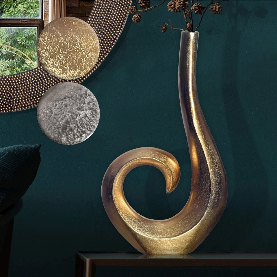 Vase FineBuy Blumenvase 47 cm Aluminium Spirale Tischvase Wohndeko Dekovase  - Bild 1 von 1