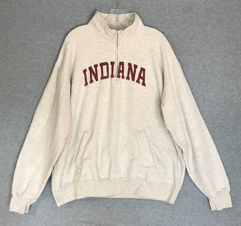 Champion Indiana Hoosiers Sweatshirt Mens 2XL Spellout Logo 1/4 Zip Mock Neck Cover