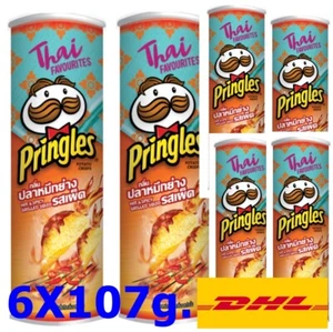 PRINGLES Potato Chips Grilled Squid Flavor Snack Thai Cuisine 6X107g - Picture 1 of 6