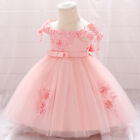 Childrens Kids Baby Girls Fancy Beaded Flower Embroidered Party Tulle Dress Gown