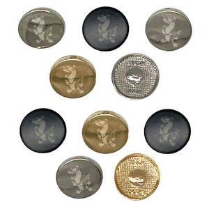 Excited Happy Mallard Duck Cartoon 0.6" (15mm) Round Metal Buttons - Set of 10 - Picture 1 of 5