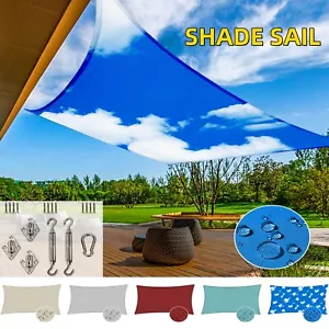 Outdoor Waterproof Sun Shade Sail Rectangle Canopy Garden Shelter Cover w/Kits - Picture 1 of 72