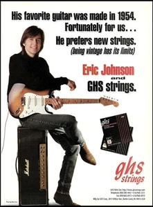 Eric Johnson GHS Strings on Fender Stratocaster guitarra anuncio impresión con amplificador Marshall  - Imagen 1 de 3