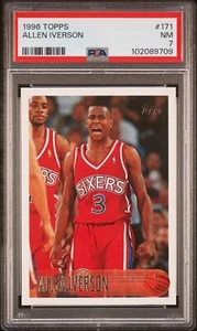 1996 Topps Allen Iverson #171 Rookie Card RC PSA 7 Philadelphia 76ers - Picture 1 of 2