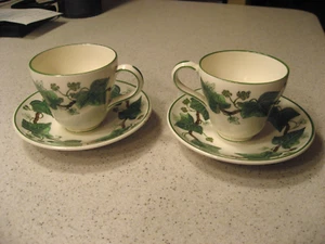Lotto 2 tazze e piattini vintage Wedgwood Napoleone Edera dell'Etruria Barlaston - Foto 1 di 7
