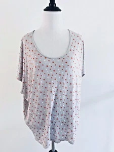 Gap Top Womens Size L Red Gray Polka Dot Cap Sleeves Pullover Loose Fit - Picture 1 of 11