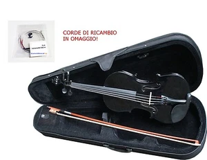 Violino 4/4 Nero Legno Massello Astuccio Rigido Accessori Muta ricambio OMAGGIO - Foto 1 di 1