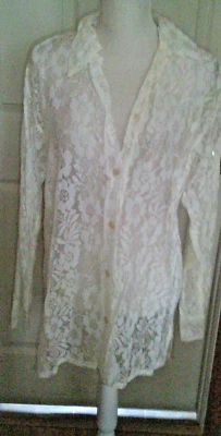 Top Lola Lola Transparente con Botones - Blusa Blanca Talla Mediana - Nuevo con Etiquetas Foto 1 de 3