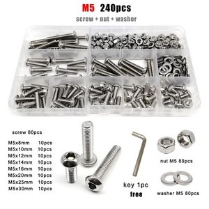 Hexagon Hex Socket Button Head Screw Bolt Nut Kit M1.6 to M8 304 Stainless Steel - Picture 1 of 17