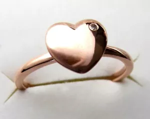 Pink Diamond Heart Ring / size 5 / 14K Rose Gold & 925 Sterling Silver / 0.02cts - Picture 1 of 4