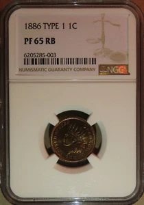 Indian Head Cent 1886 Type I Obverse. Rare/Key Date. NGC Prooof-65 Red Brown!!! - Picture 1 of 7