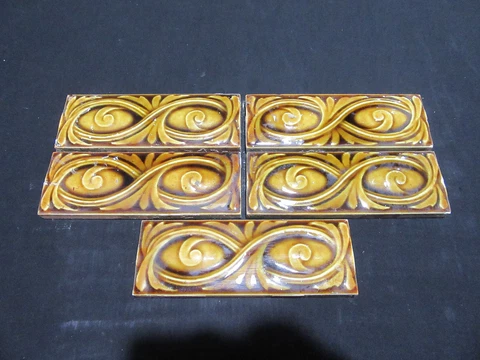 ~ LOT OF 5 ANTIQUE TRENT TILES WITH DESIGNS ~ 2.25 X 6 ~ SALVAGE Cover