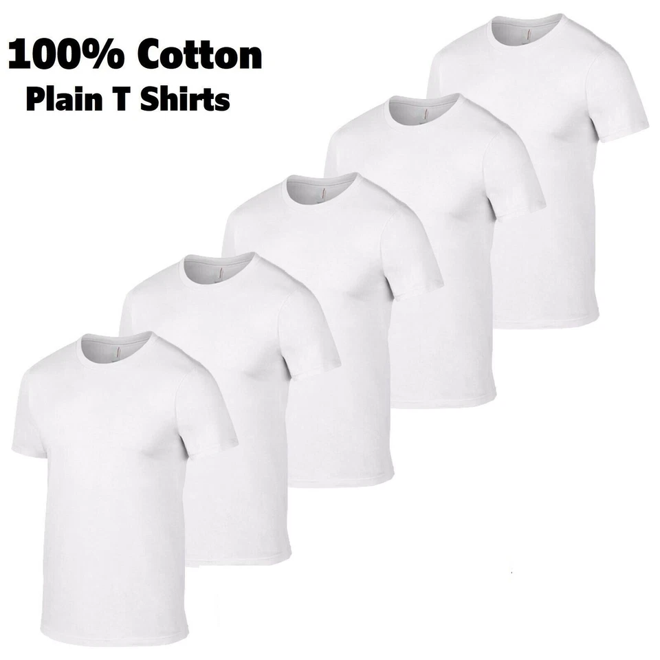 T-Shirts aus 100 % weicher Baumwolle Jungen Mädchen Kinder weiß einfach Schuluniform mehrfach kaufen