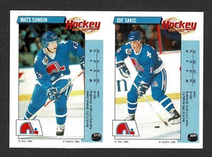 1992-93 Panini Nordiques' Matten Sundin und Joe Sakic ungeschnitten produktionssicheres Paar - Bild 1 von 2