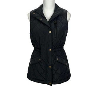 41 HAWTHORN Women’s Quilted Vest Sz Small Black Zip/Snap Front & Pockets - Picture 1 of 11