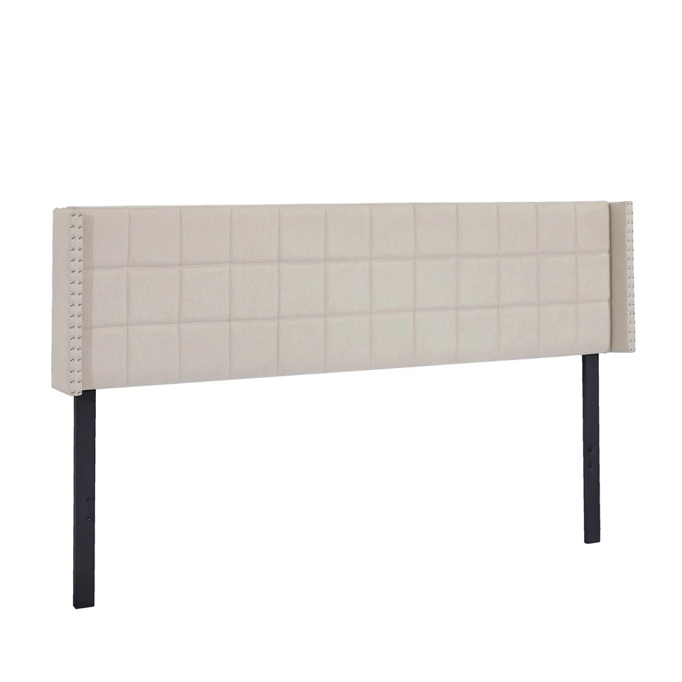 Cabecero tapizado tamaño queen solo cabecero de cama de tela de lino acolchado Foto 1 de 4