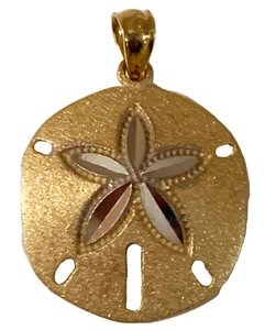 14k Yellow Gold & Sterling Silver Sand Dollar Pendant - Picture 1 of 3