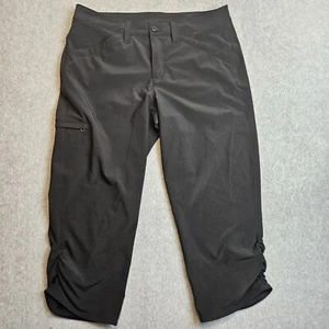 Eddie Bauer Womens Tech Capri Pants 8 Cargo Cropped Pockets Stretch Black 188 - Picture 1 of 13