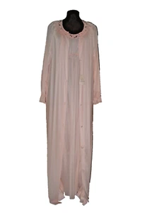 Vintage Vanity Fair Pink 2 Piece Nightgown & Robe  Sm Pink Nylon Sexy 1970's NWT - Picture 1 of 18