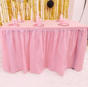 Pink Self-adhesive Table Dress Cover Oil-proof Table Skirt Home Party Supplies - Picture 1 of 4