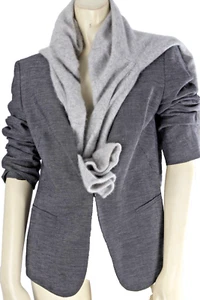 Escada Damen Blazer grau strukturiert kragenlos Langarm tailliert Büro Gr. 38 - Bild 1 von 13