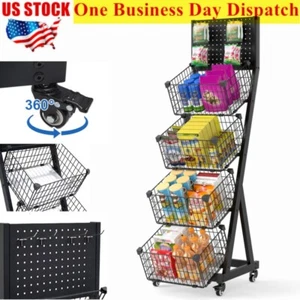 Wire Grid Retail Display Shelf Cart Snack Candy Potato Chip Organizer Rack 54" H - Picture 1 of 11