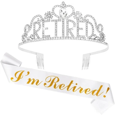 Retirement Tiara & Sash Set - Decorations for Women's Retirement Party Suppli... - Image 1 of 4