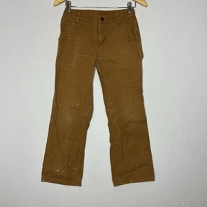 Carhartt Youth Kids Brown Cargo Distressed Carpenter Pants Size 12 - Picture 1 of 11