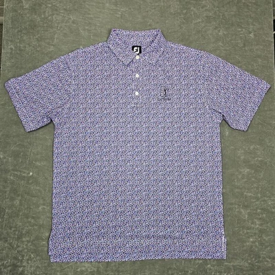 FootJoy Polo Shirt Mens Large Blue TPC Las Vegas Golf Stretch Print Performance - Image 1 of 4