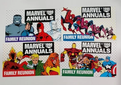 1990 Marvel Annuals Family Reunion Promo Card Set of 4 NM/Mint Avengers X-Men - Image 1 of 2