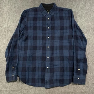 Rag & Bone Linen Classic Fit Blue Plaid Beach Long Sleeve Button Up Shirt Size L - Picture 1 of 13