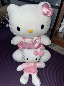 Vintage Sanrio Hello Kitty Plüsch Nakajima 2003 rosa Kleid Schleife 17”x13” riesig groß - Bild 1 von 12