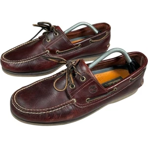 Timberland Boat Shoes  Men’s UK 11.5 Rootbeer Brown Leather 25077 Deck Moccasins - Picture 1 of 15