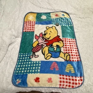Vntg Disney Crown Crafts Winnie the Pooh Piglet Honey Pot Baby Blanket Defects - Picture 1 of 17