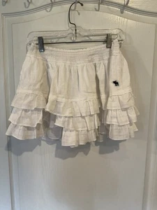 Abercrombie & Fitch white tiered ruffle mini skirt Girls XL cld fit womens small - Picture 1 of 6
