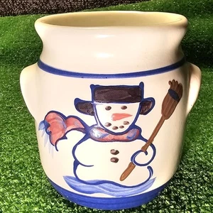 Antiguo calentador de cera para tarta de gres Cape Cod muñeco de nieve/invierno/vela de Navidad usado en excelente estado - Imagen 1 de 7